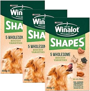 Winalot Dog Biscuits 800g Pack of 3 Dry Food Adult Dogs Crunchy Pet Snack Treat Minerals Vitamins for Gums Teeth Digestive Health with Welari Thank You Card | (3pack) (2400g)