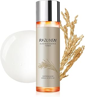 RAZUYEN Rice Toner 200ml, Milky Toner with Aloe Leaf Water, Niacinamide and Centella Asiatica, Glowing, Soothing and Hydrating Toner for Dry and Sensitive Skin, Alcohol Free, Fragrance Free, Vegan