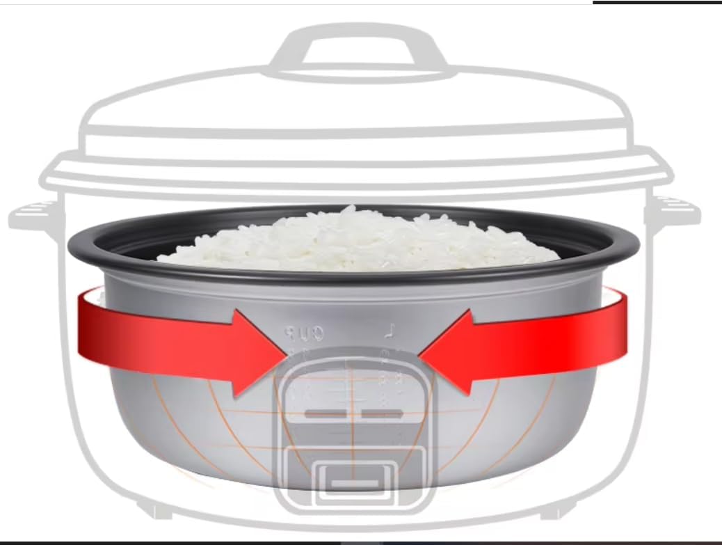 Stalwart Commercial Rice Cooker Extra Large 13 Litres of Cooked Rice or 70 Cups - Keep Warm Feature. Includes Cup and Mixing Spoon-2