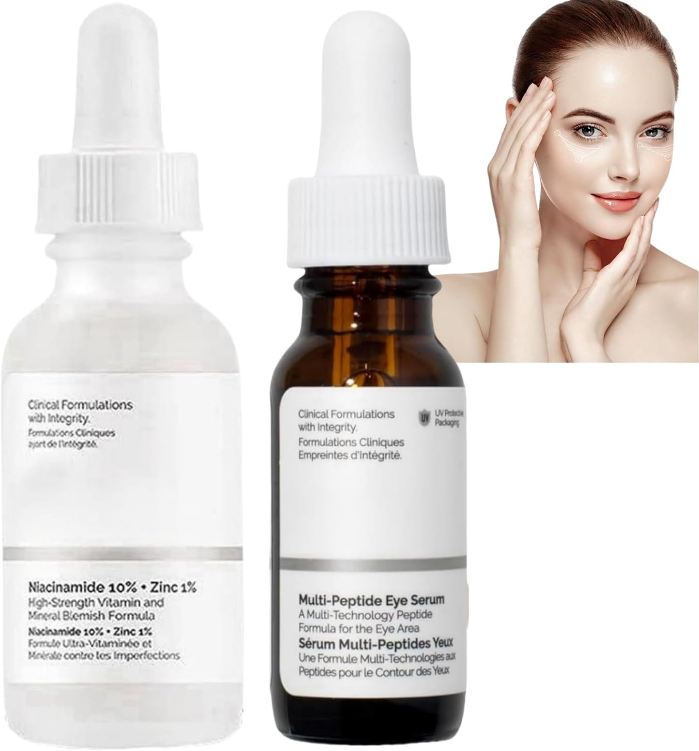 2PCS Multi-Peptide Eye Serum and 10% Niacinamide Serum with 1% Zinc Serum Set,under Eye Serum,Niacinamide Face Serum,Eye Cream,Niacinamide Serum,Under Eye Cream,Hydrating Serum,Firming Eye Cream-0