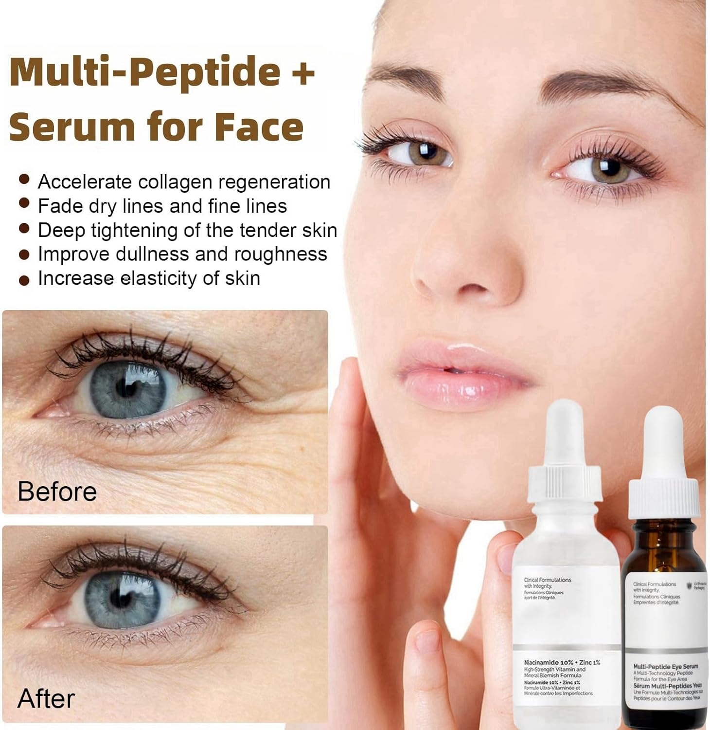 2PCS Multi-Peptide Eye Serum and 10% Niacinamide Serum with 1% Zinc Serum Set,under Eye Serum,Niacinamide Face Serum,Eye Cream,Niacinamide Serum,Under Eye Cream,Hydrating Serum,Firming Eye Cream-6