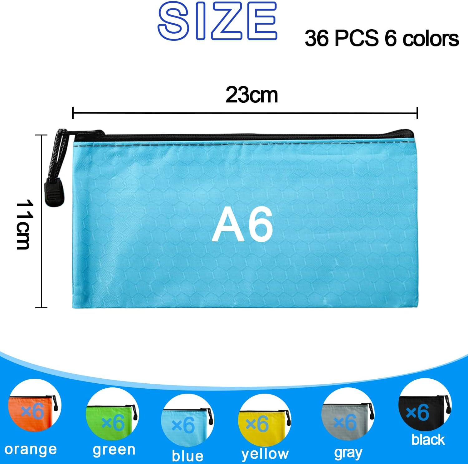 LOSYHU 36PCS Zipper Pencil Pouches A6 Zipper Document Bag Plastic Zip Wallets Folders Zipper File Bags Waterproof Mesh Zipper Pouch for School Office Supplies, Cosmetics and Travel Supplies(6 Colours)-1