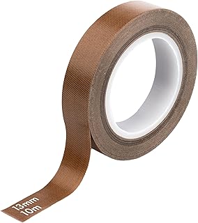 On1shelf Self-Adhesive PTFE Teflon Tape | 13mm, 19mm, 25mm | High Temp 300°C Anti-Static Insulation Tape | Glass Fibre Cloth | 10M Length (13MMX10M)