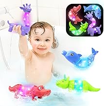 2024 Upgraded JIJI&CUI 4 Pcs Light up Bath Toys for Baby, Sensory Toys for Autism,Baby Bath Toys with LED Light for 3-6 Boys Girls