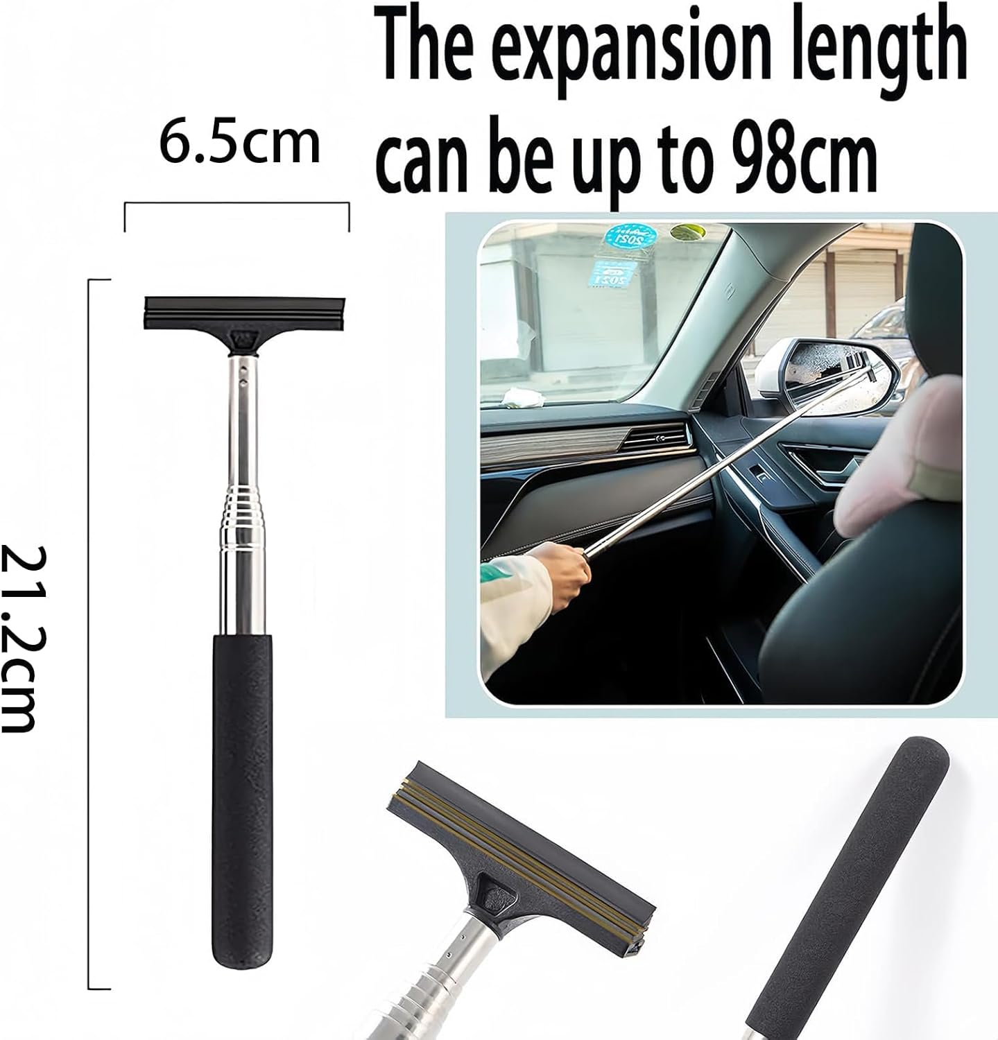 Car Rearview Mirror Wiper, Car Squeegee Water Blade, Small Window Squeegee, Car Window Squeegee, Window Wiper, Portable Vehicle Interior Exterior Accessories for Rainy Foggy Weather-1