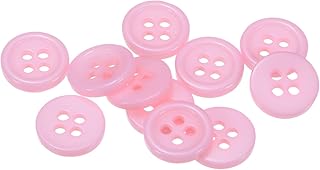 sourcing map 10pcs 18L Sewing Buttons 15/32"(11.5mm) Resin Round Flat 4-Hole Craft Buttons for Sewing Clothing and DIY, Pink