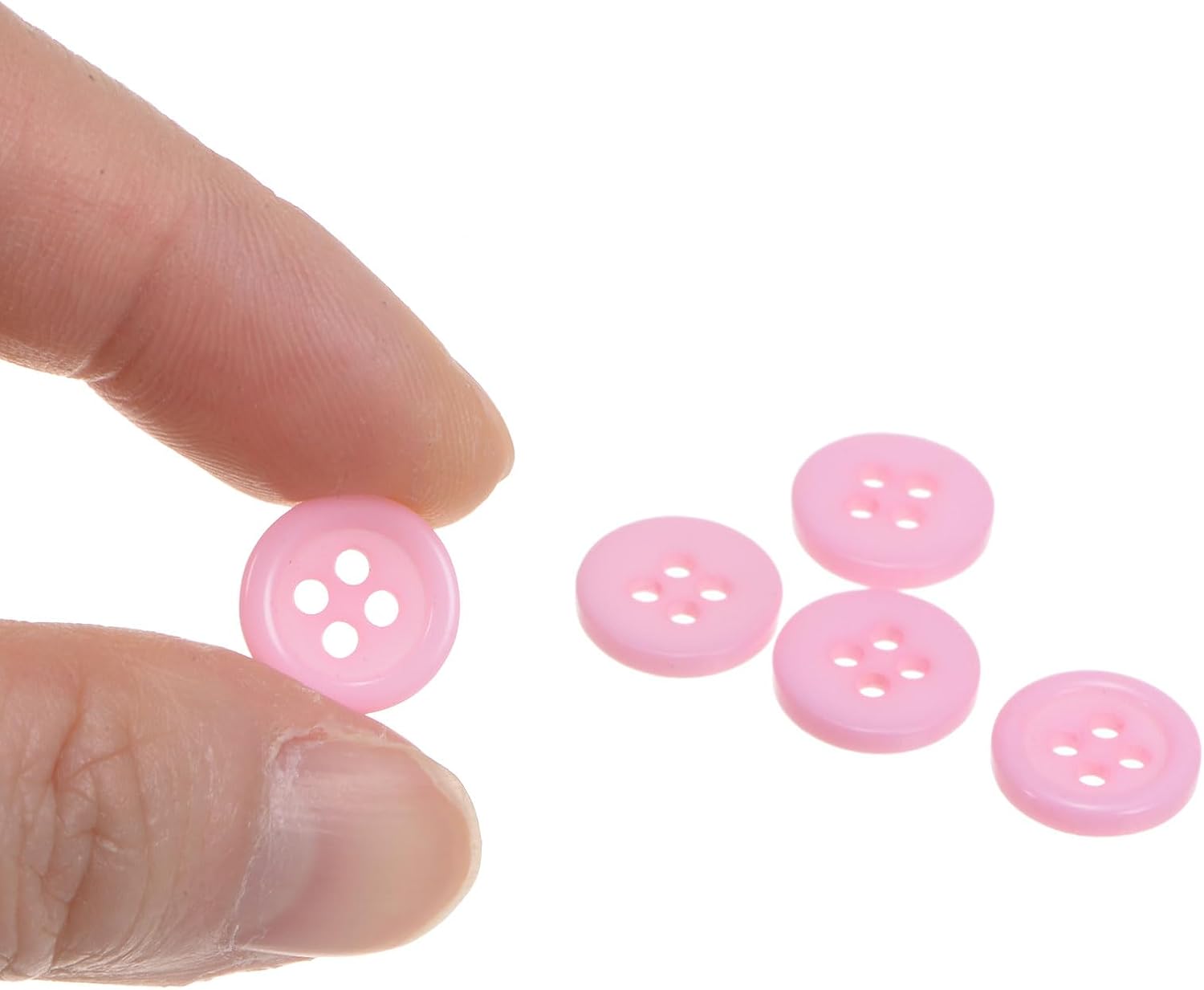 sourcing map 10pcs 18L Sewing Buttons 15/32"(11.5mm) Resin Round Flat 4-Hole Craft Buttons for Sewing Clothing and DIY, Pink-3