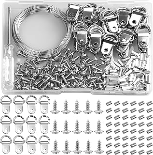 benlidoner 212pcs Picture Hooks Picture Hanging Kit Heavy Duty Picture Hangers Photo Frame Hooks with 70 D Ring 70 Screws Wire Crimping Loop Sleeve for Mirrors Decor Paintings Fixing