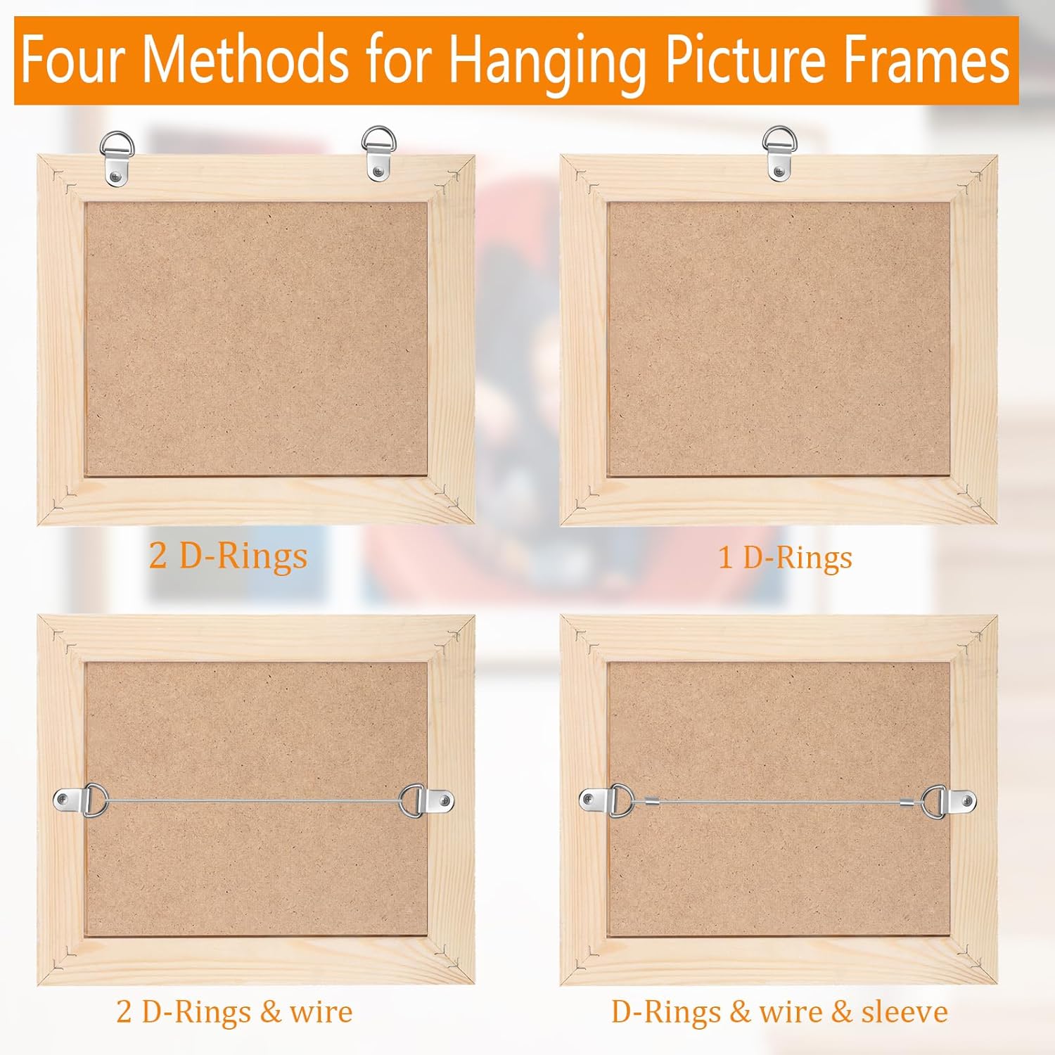 benlidoner 212pcs Picture Hooks Picture Hanging Kit Heavy Duty Picture Hangers Photo Frame Hooks with 70 D Ring 70 Screws Wire Crimping Loop Sleeve for Mirrors Decor Paintings Fixing-3