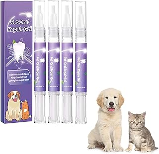 DEJIN Pet Oral Repair Gel - Advanced Dog Teeth Cleaning Pen Set with Whitening & Tartar Control, Effectively Eliminate Bad Breath, Easy No-Brushing Oral Care Solution - 4 Pcs