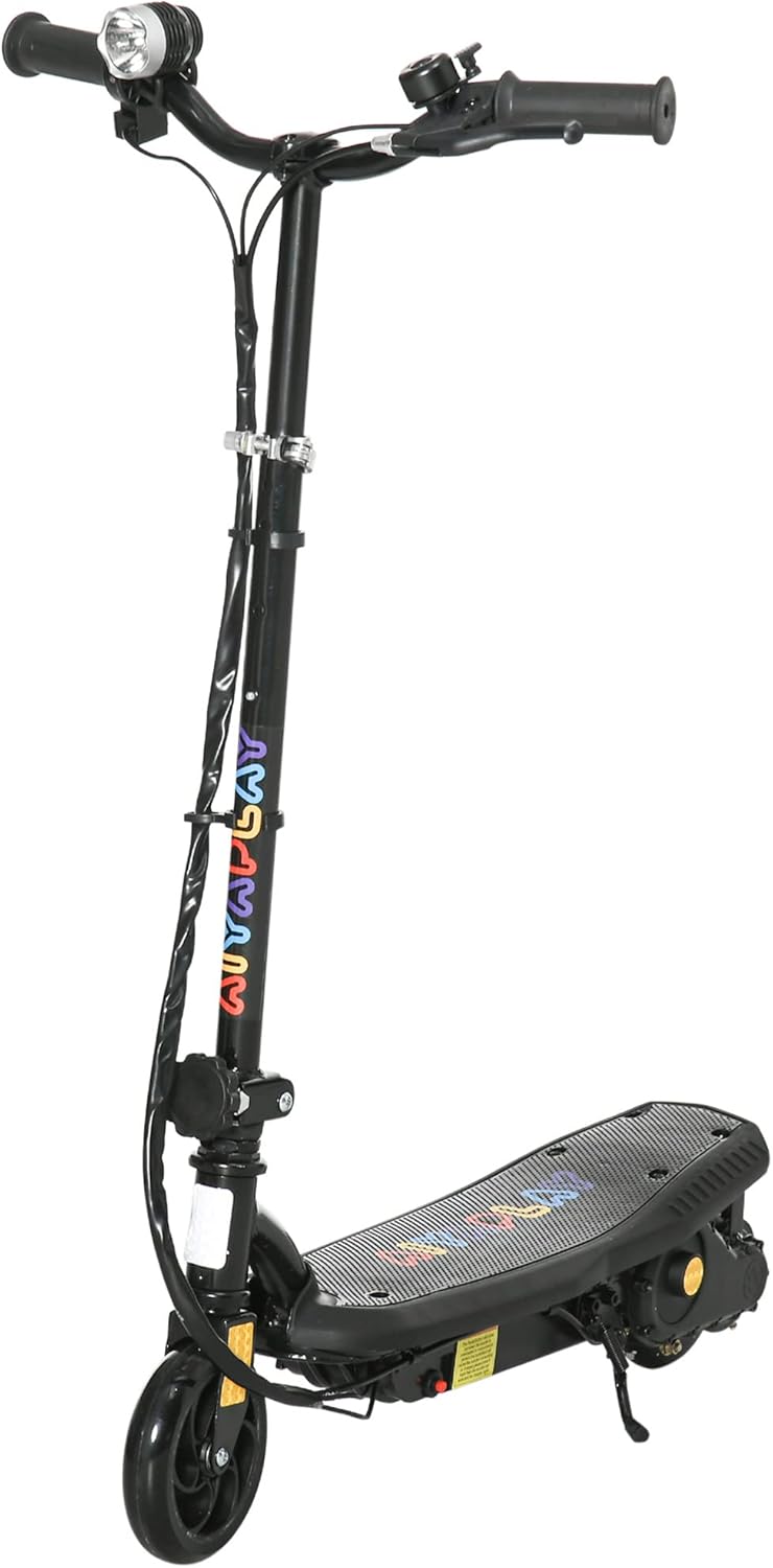 HOMCOM 120W E-Scooter Folding Electric Scooter with 12km/h Maximum Speed, Three Mode LED Headlight, Adjustable Height, Warning Bell, for Ages 7-14 Years-0