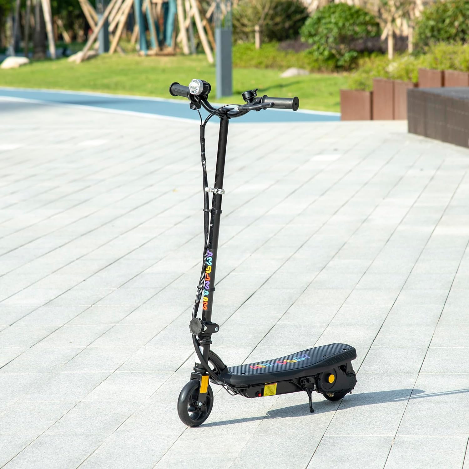 HOMCOM 120W E-Scooter Folding Electric Scooter with 12km/h Maximum Speed, Three Mode LED Headlight, Adjustable Height, Warning Bell, for Ages 7-14 Years-1