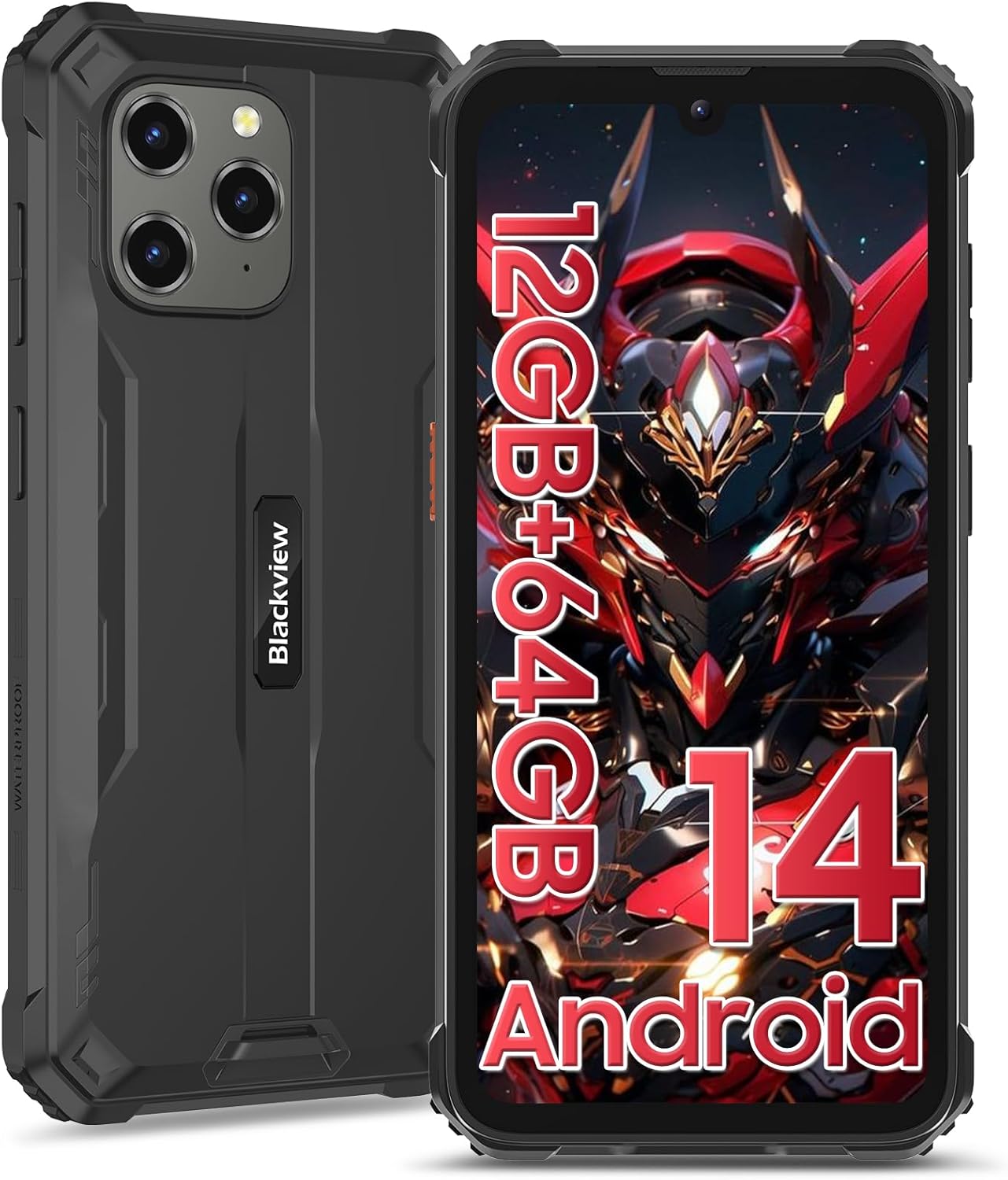 Blackview BV5300Pro Rugged Smartphone Android 14, 12GB+64GB/1TB, 6580mAh Battery, 6.1" HD+ Display, 3 Cards Slot, 13MP Waterproof Camera, P68&IP69K Outdoor Phones, 4G Dual SIM Unlocked,NFC/Face ID-0