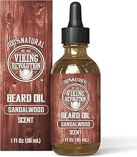 Viking Revolution - Beard Oil - All Natural Variety Beard Oil For Men With Argan & Jojoba Oils - Softens, Smooths & Strengthens - Gifts For Men - Sandalwood - 30 ml