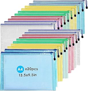 Plastic Wallet,Zip Wallets A4,20 Pcs A4 Zip Wallets Document Wallets,Zip Folder,Zipper Bags for School Office Supplies, Travel,Home.