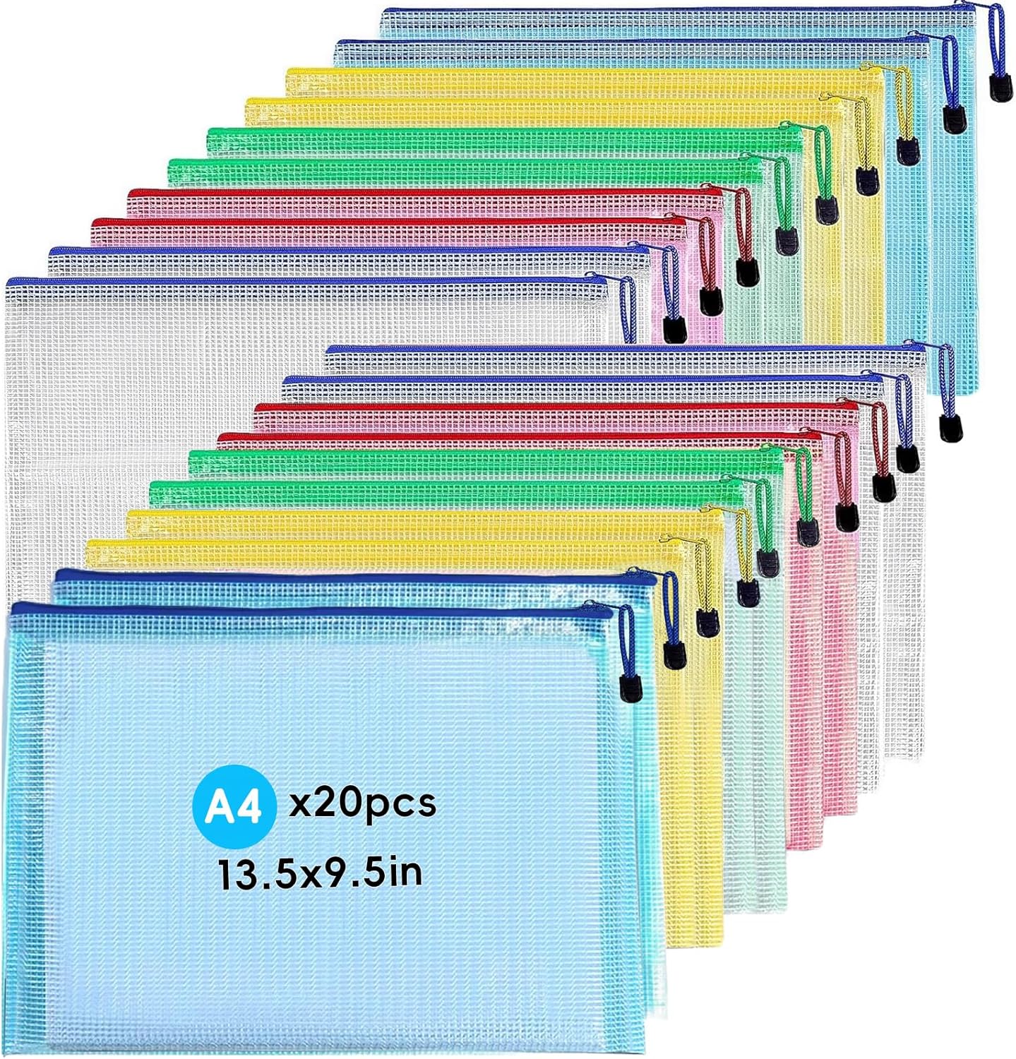 Plastic Wallet,Zip Wallets A4,20 Pcs A4 Zip Wallets Document Wallets,Zip Folder,Zipper Bags for School Office Supplies, Travel,Home.-0