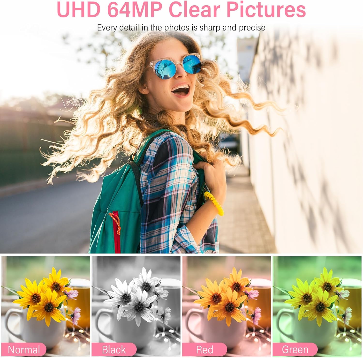 Digital Camera 4K 64MP Digital Camera with 32G SD Card Autofocus Vlogging Camera with Two 1200 mAh Batteries for Photography 16X Digital Zoom Mini Compact Camera for Kids Teenagers Beginners Adults-1