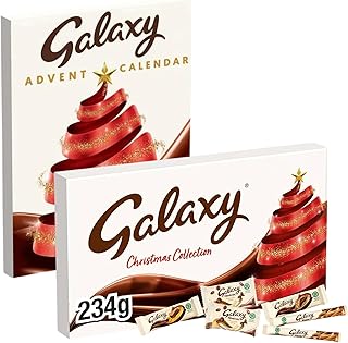 Chocolate Advent and Selection Box Bundle With Galaxy Chocolate Large Christmas Selection Box 234g and Smooth Milk Chocolate Christmas Advent Calendar 110g (2 Pack)