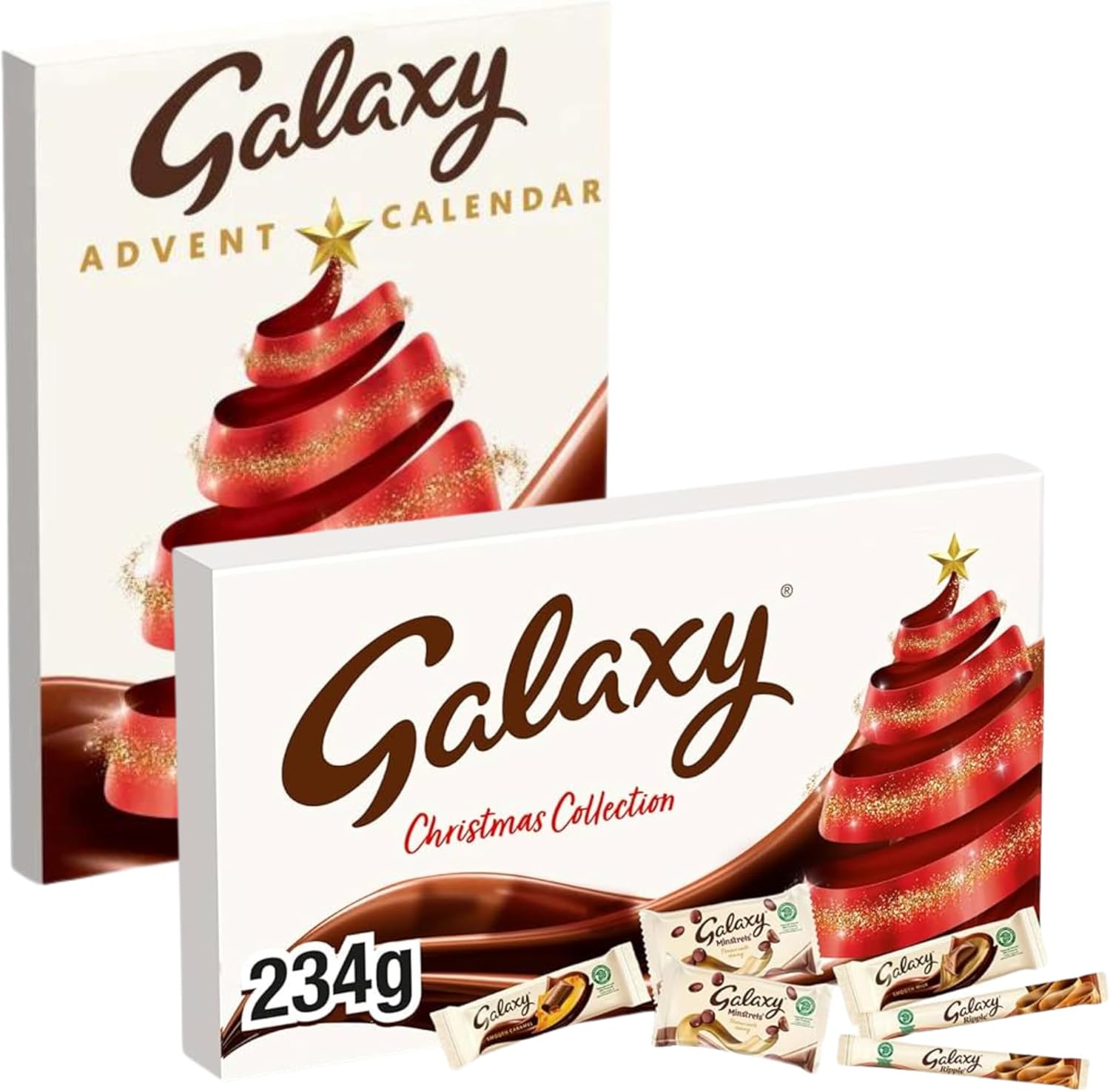 Chocolate Advent and Selection Box Bundle With Galaxy Chocolate Large Christmas Selection Box 234g and Smooth Milk Chocolate Christmas Advent Calendar 110g (2 Pack)-0