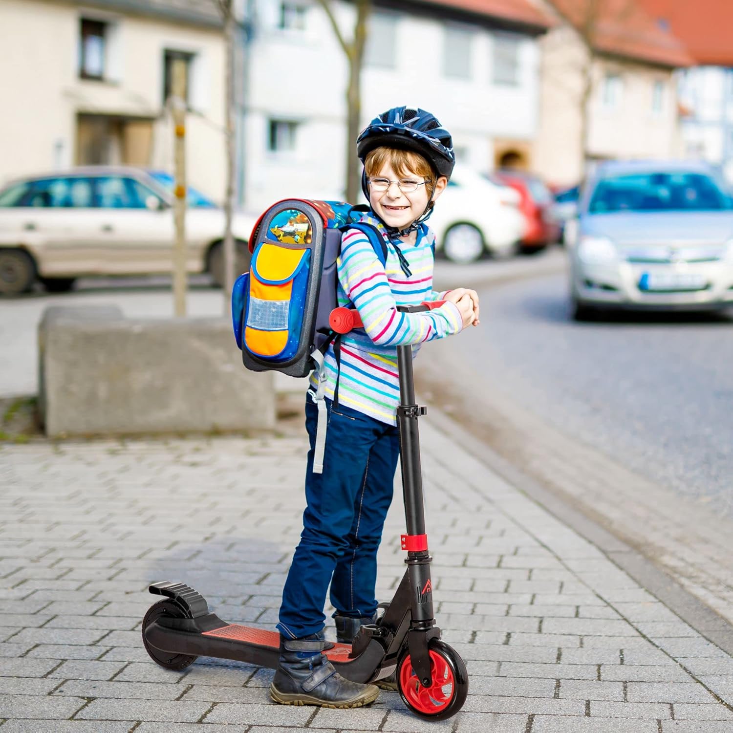 HOMCOM Folding Electric Scooter Adult E Scooter, 120W, with Rear Wheel Brake, 8km/h Maximum Speed, for Ages 6+ Years Old-1