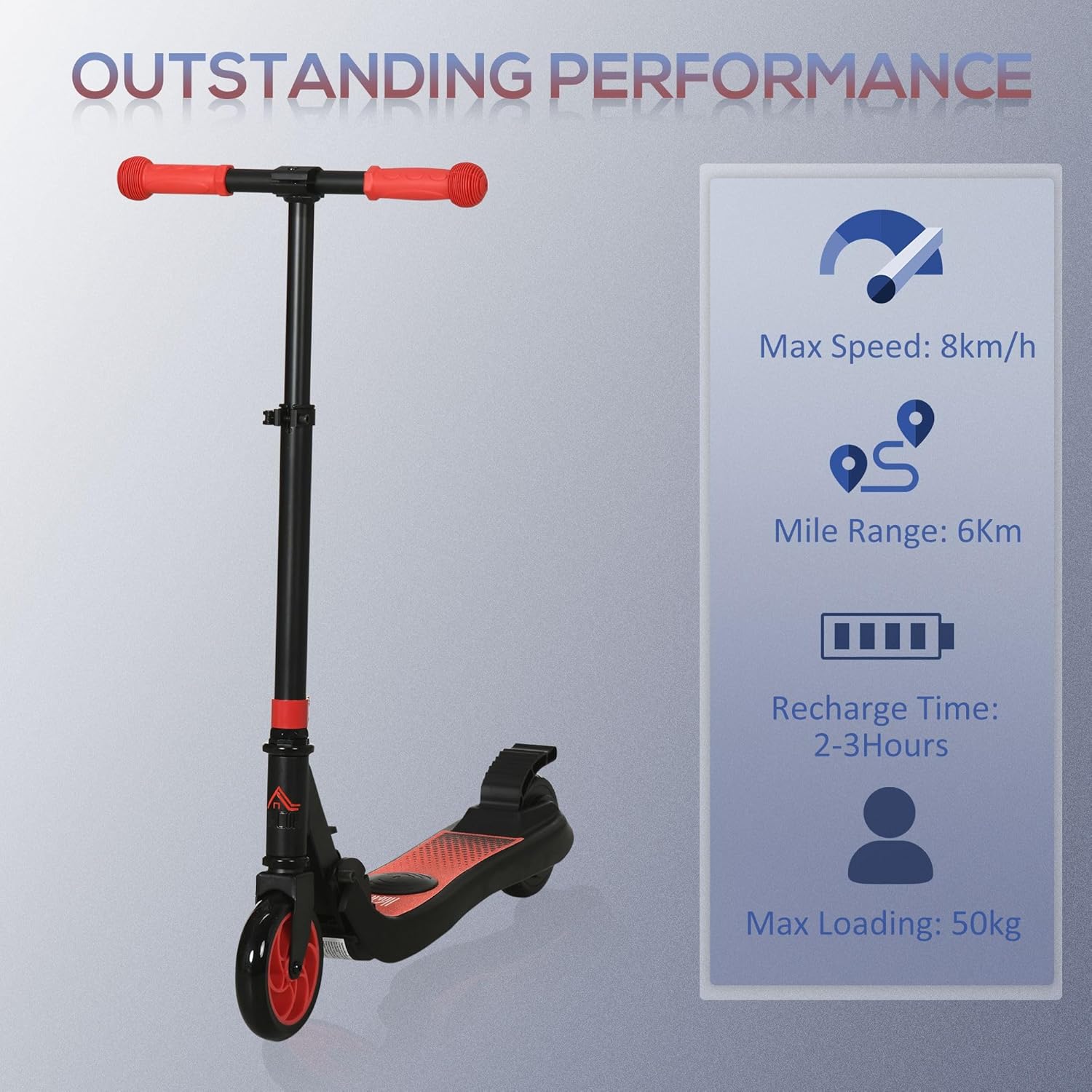 HOMCOM Folding Electric Scooter Adult E Scooter, 120W, with Rear Wheel Brake, 8km/h Maximum Speed, for Ages 6+ Years Old-2