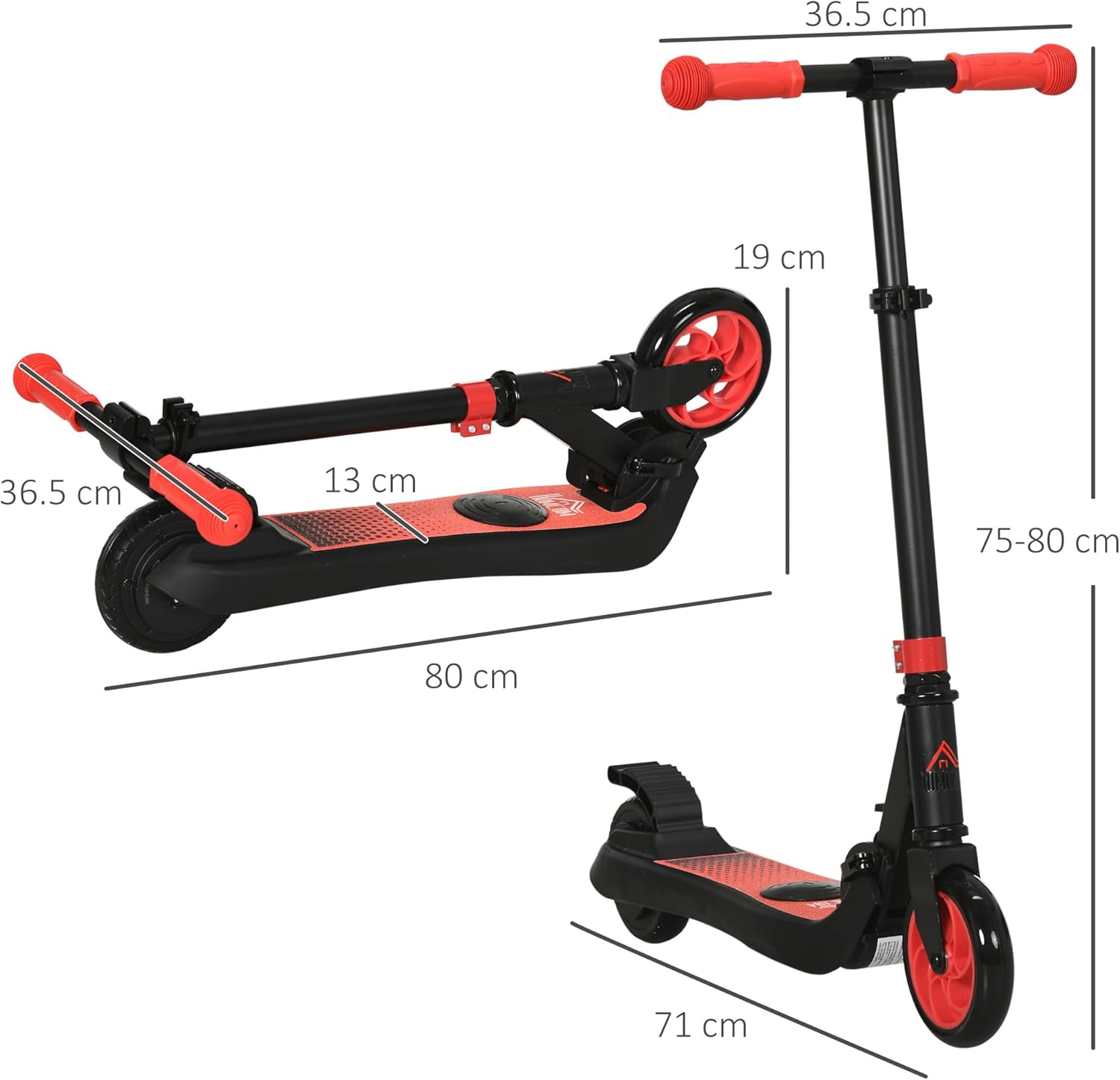 HOMCOM Folding Electric Scooter Adult E Scooter, 120W, with Rear Wheel Brake, 8km/h Maximum Speed, for Ages 6+ Years Old-4