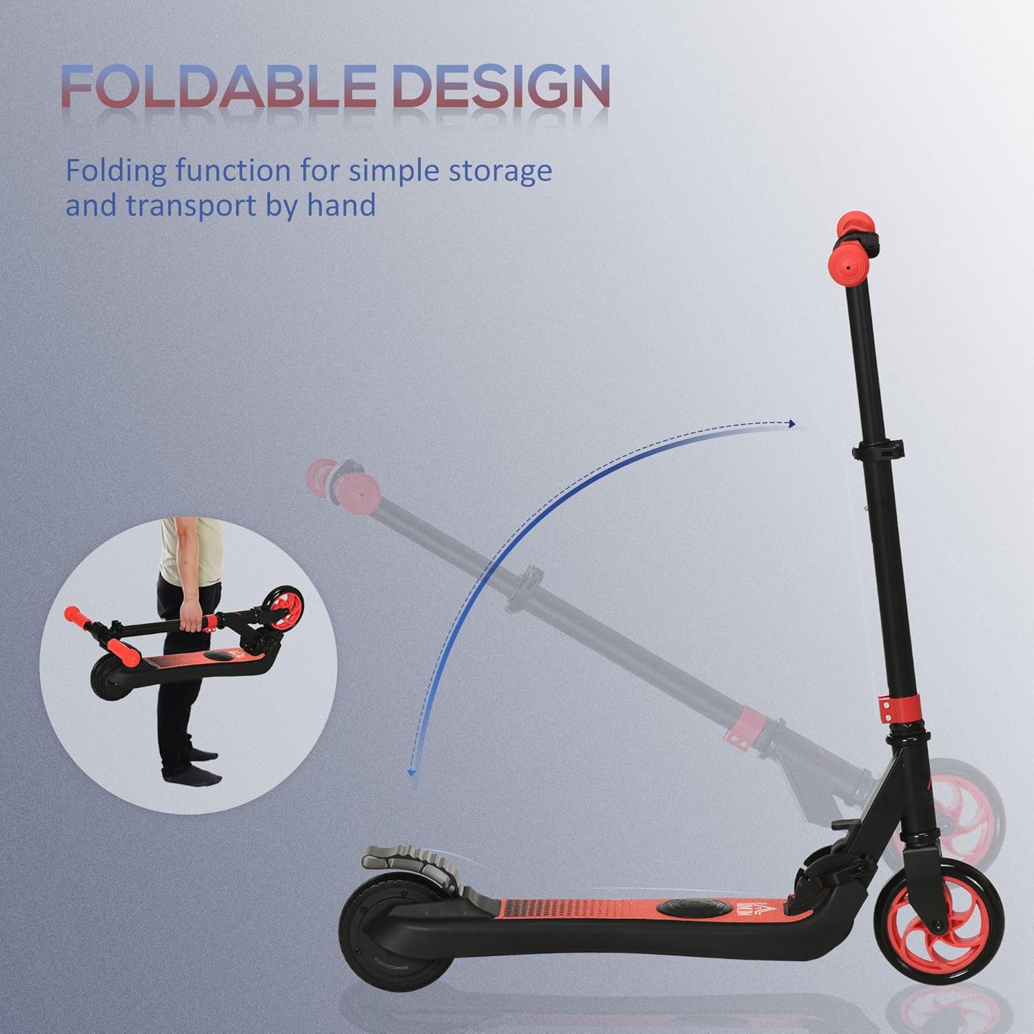 HOMCOM Folding Electric Scooter Adult E Scooter, 120W, with Rear Wheel Brake, 8km/h Maximum Speed, for Ages 6+ Years Old-6