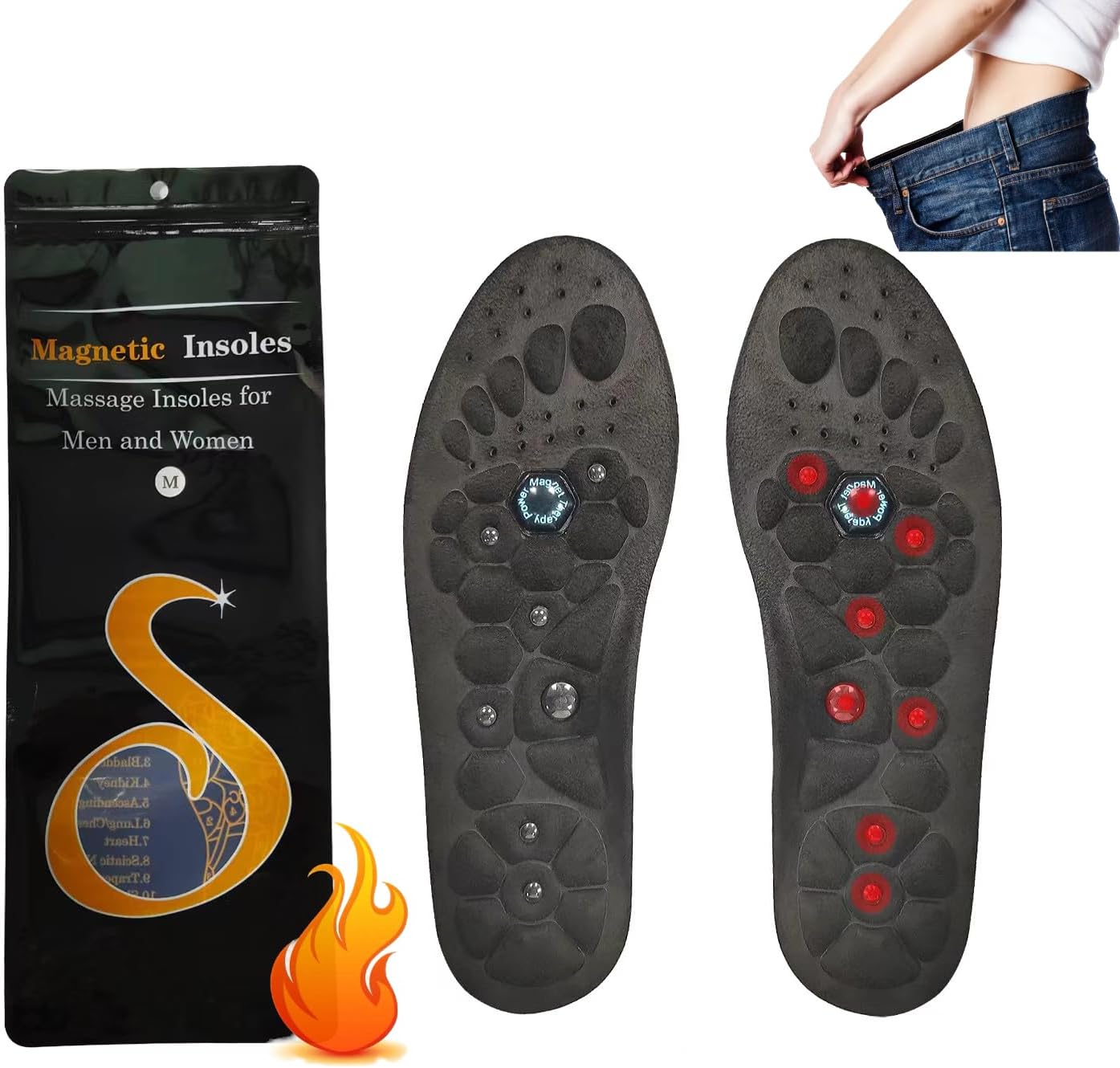 A-kusoli Insoles, Akusoli Magnetic Insoles, Akusoli Acupressure Magnetic Acupressure Insoles for Foot Pain Relief, Magnetic Massage Insole for Men Women (1pairs) (M(40-43))-0