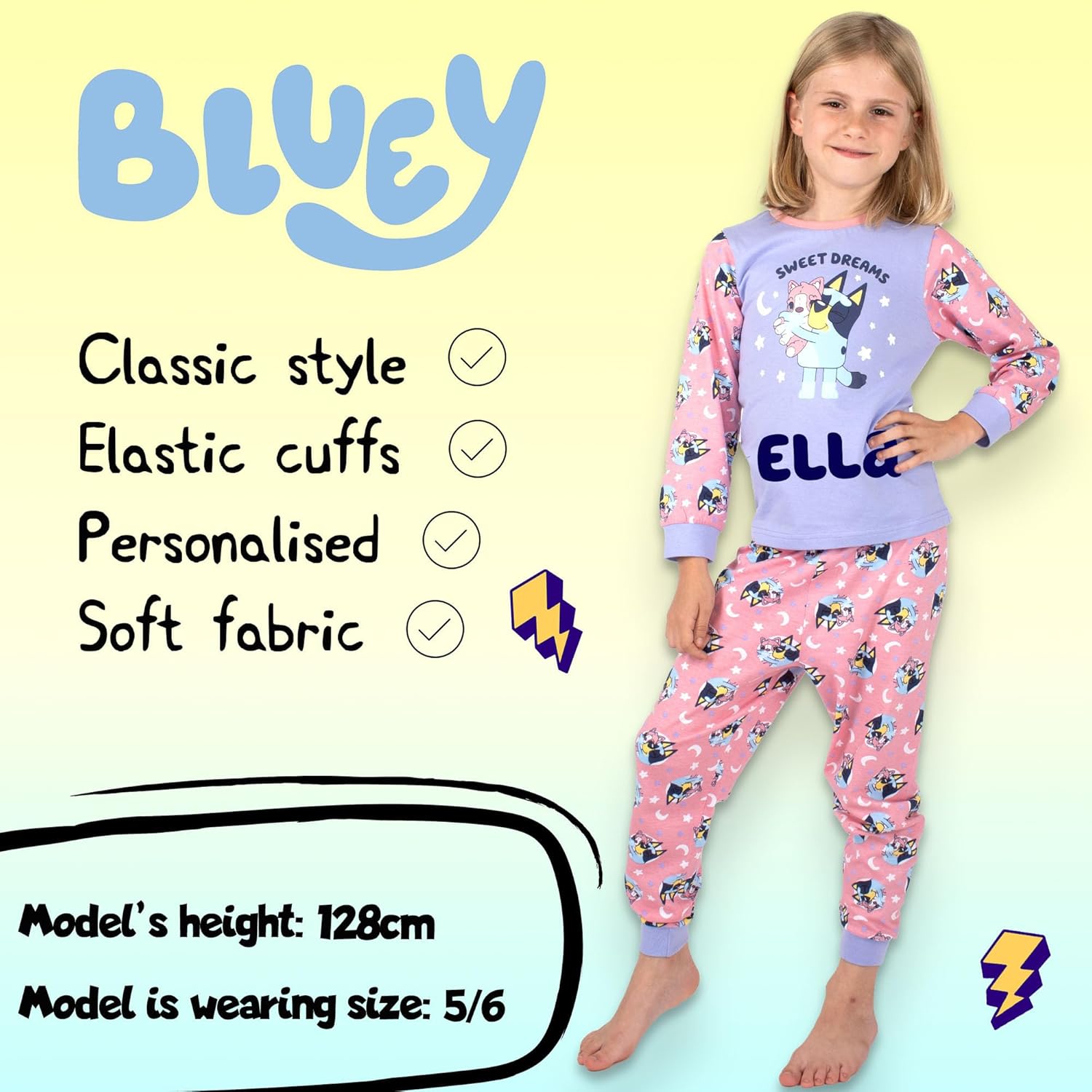 Bluey Personalised Pyjama for Kids 100% Cotton Long Sleeve Winter Pyjama Soft and Comfortable Gift for Girls PJ Set-2