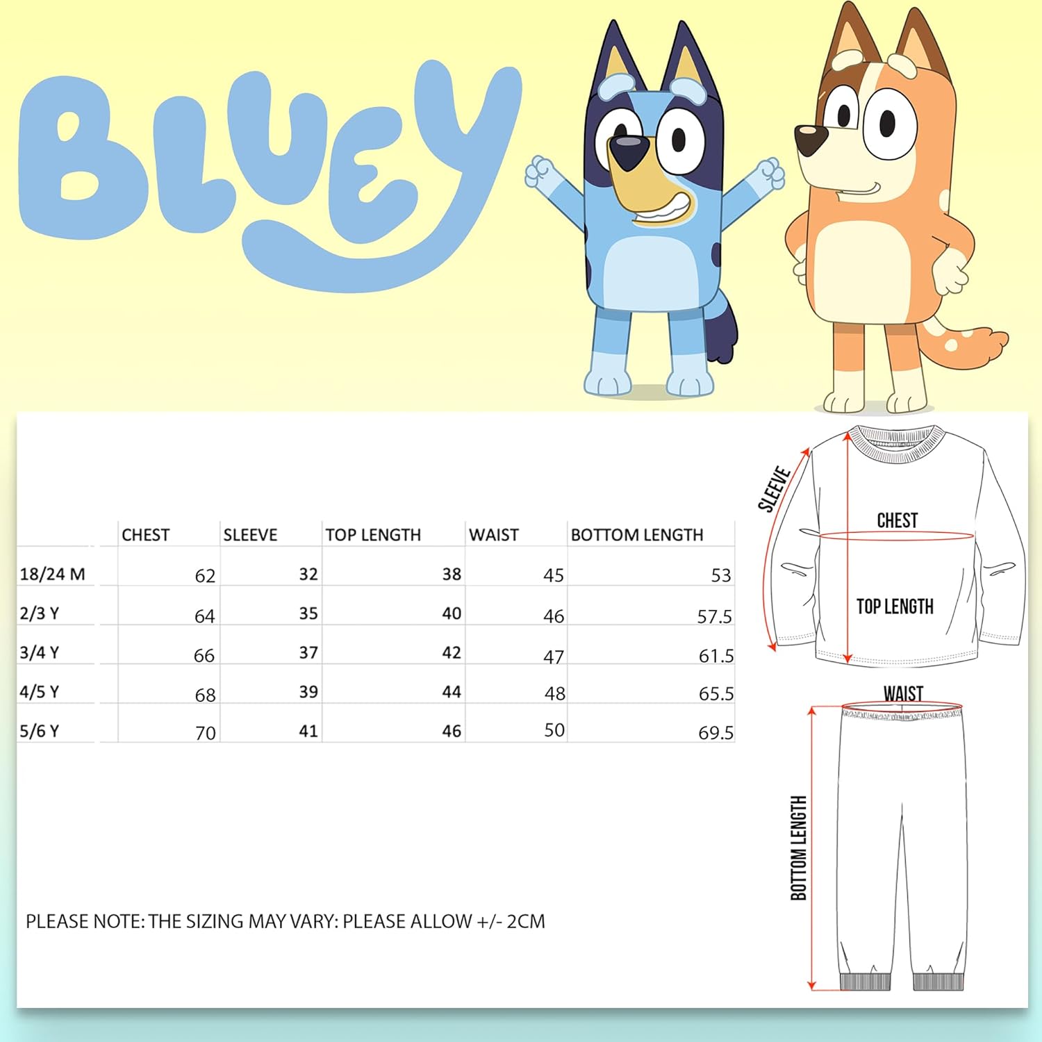 Bluey Personalised Pyjama for Kids 100% Cotton Long Sleeve Winter Pyjama Soft and Comfortable Gift for Girls PJ Set-1