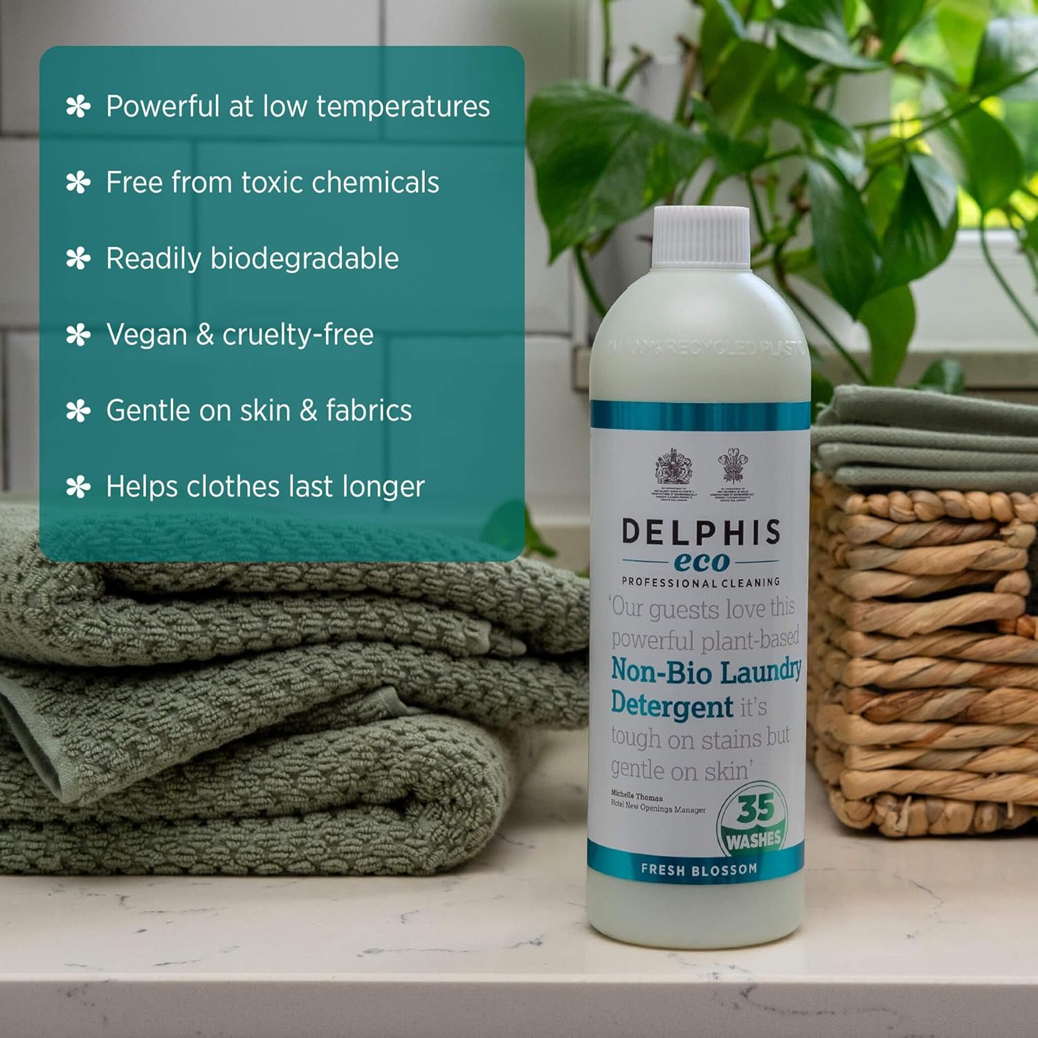 Delphis Eco Laundry Detergent Non Bio 700ml, Fresh Blossom Scent, Dermatologically Tested & Eco-Friendly, Plant-Based & Biodegradable-2