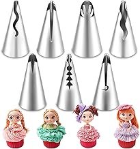 Thinp 7 Pcs Piping Tips,Pleated Skirt Piping Nozzles Set Stainless Steel Ruffle Piping Tips Cake Piping Tips Ruffle Decorating Tube Set Ruffle Tips for Cake Decorating Pastry Fondant