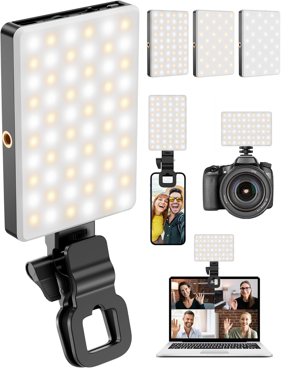 Selfie Light for Phone,120 LEDs Phone Light, Phone Light Clip on Rechargeable 3000mAh CRI 96+,4 Modes Light Camera Light for Phone,Laptop,Tablet,Zoom Meeting,Makeup,TikTok-0