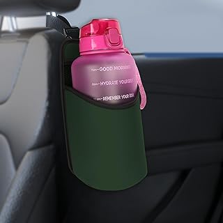 Linkidea Extra Large Car Seat Side Water Bottle Holder Compatible with Yeti Rambler Bottle 64oz, Hydro Flask 64oz, EYQ 64oz/128oz, Auto Seat Large Car Cup Hanging Bag with Mesh Pocket, Green