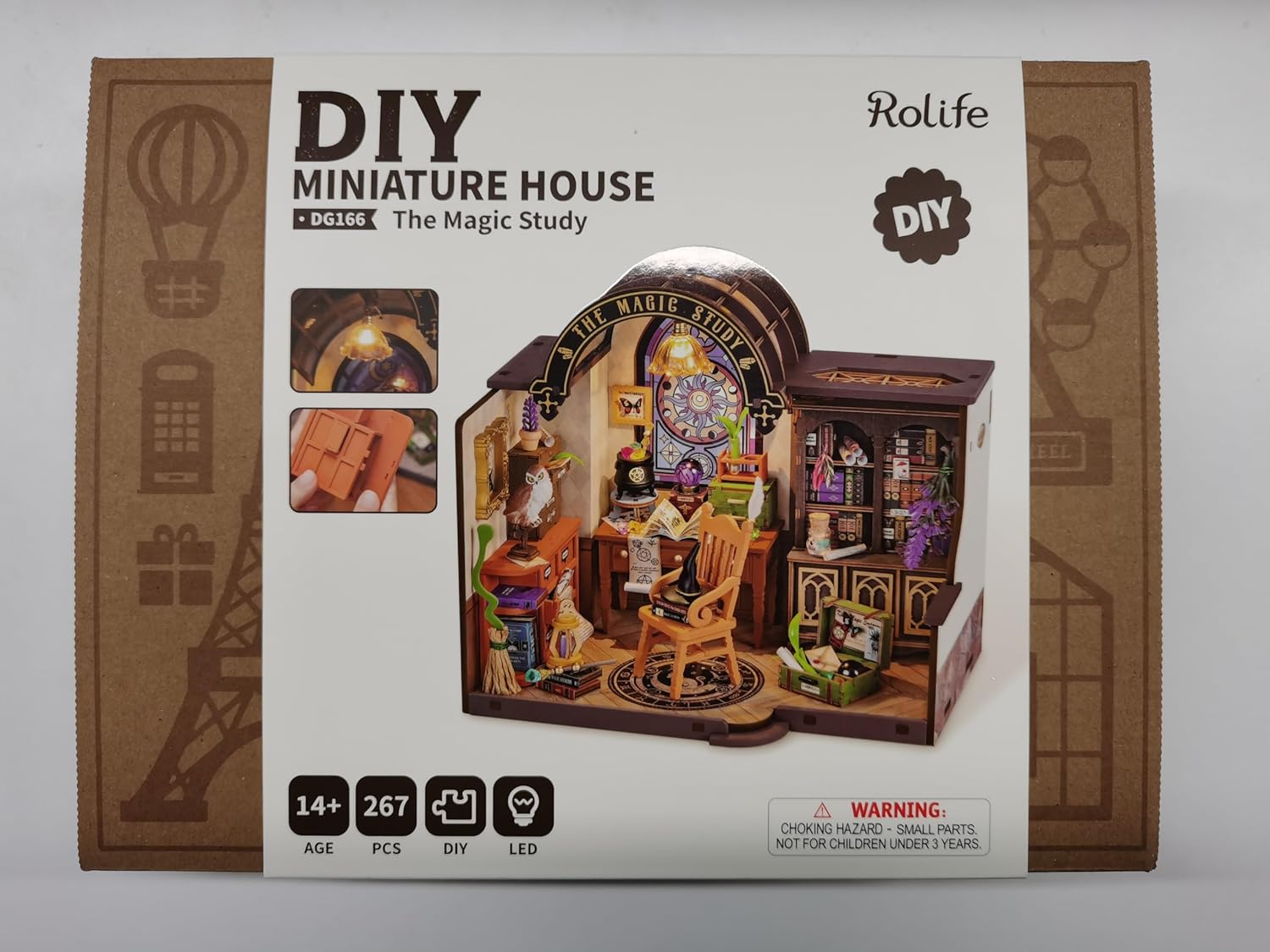 Rolife Model Kits Dollhouse The Magic Study DIY Miniature House Kit with LED Lights and Furniture Collectible Arts and Crafts for Adults Home Decoration Birthday Gift-8