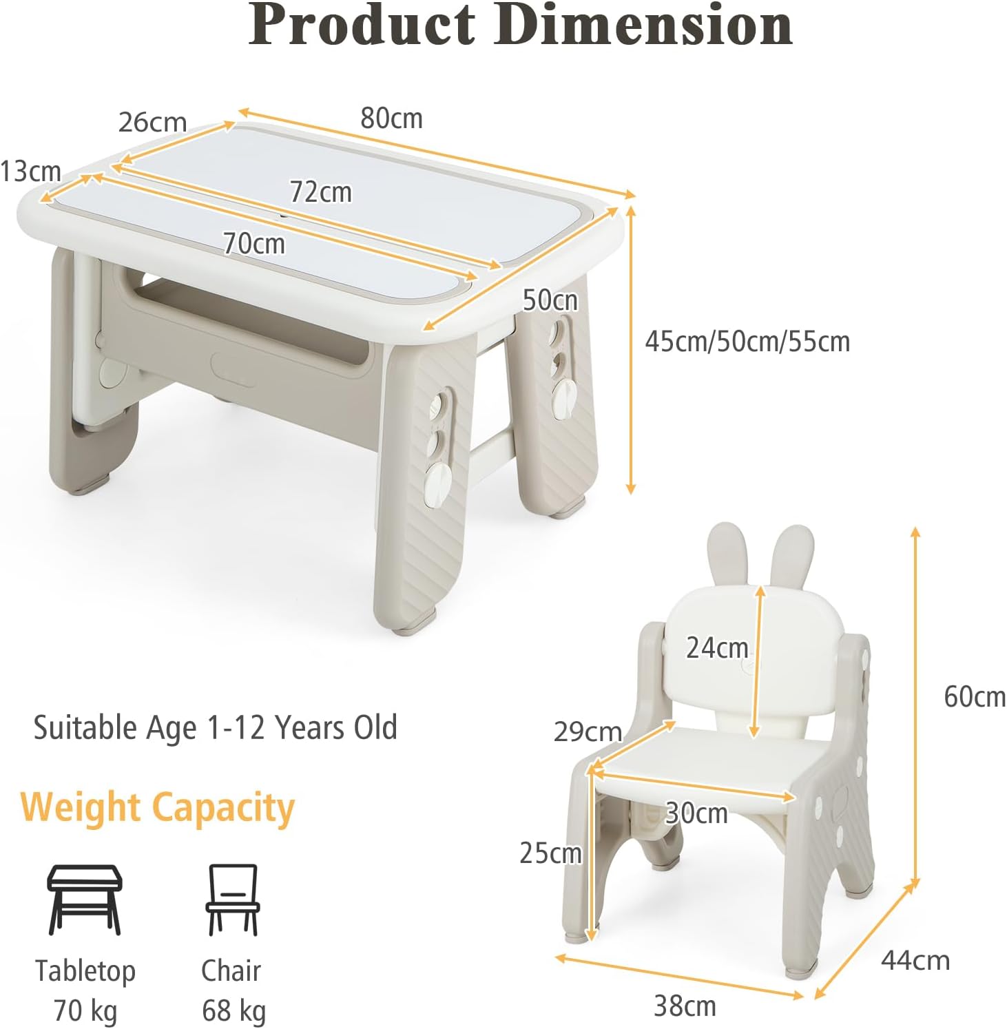 Maxmass Toddlers Table and Chair Set, Height Adjustable Kids Art Table with Flip-Top Tabletop, Erasable Magnetic Drawing Board & Storage Box/Shelf, Children Activity Table for Nursery Playroom-6