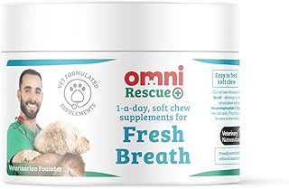 OMNI Dog Breath Freshener Supplement - One-a-Day Peppermint Dog Chew Supplements for Dogs with Natural Dog Plaque Remover, Dog Dental Care aiding Fresh Breath for Dogs, 30 Servings, Small Dog 0-15 Kg