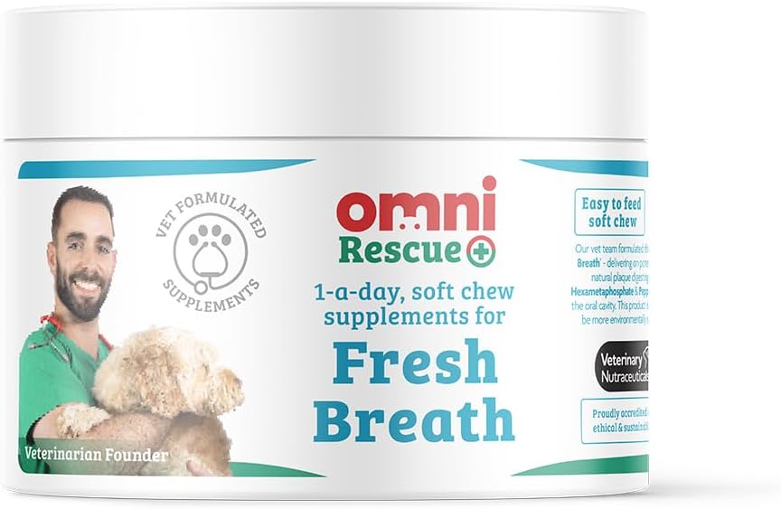 OMNI Dog Breath Freshener Supplement - One-a-Day Peppermint Dog Chew Supplements for Dogs with Natural Dog Plaque Remover, Dog Dental Care aiding Fresh Breath for Dogs, 30 Servings, Small Dog 0-15 Kg-0