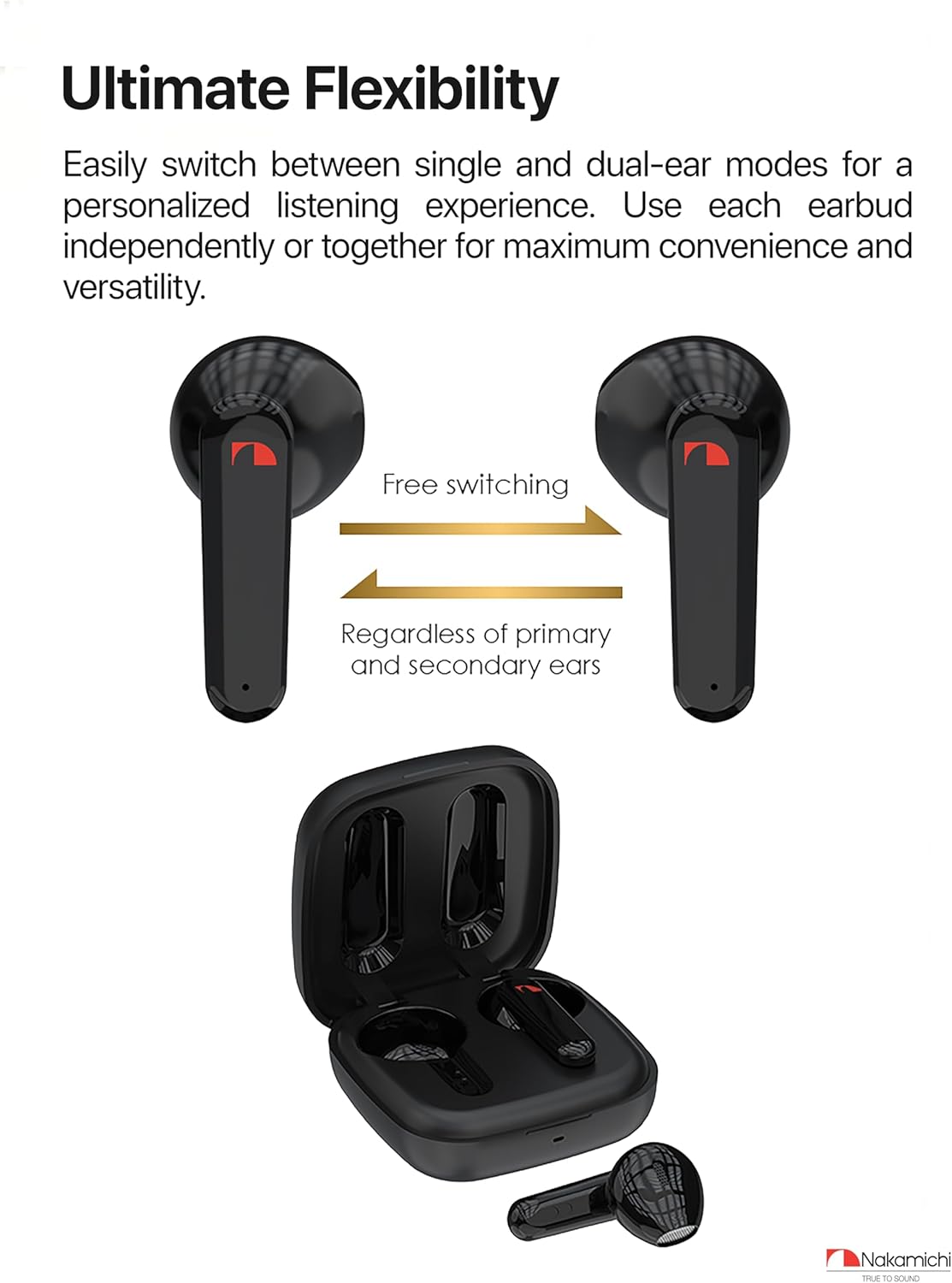 Nakamichi Clover True Wireless Stereo TWS Earbuds With Low Latency Bluetooth 5.3 Connection Fast Charging Touch Control Charging Case Black-3