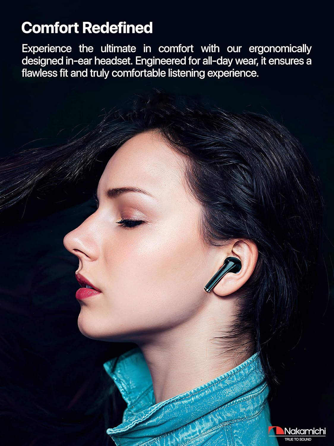 Nakamichi TW2XS True Wireless Stereo TWS Earbuds With Low Latency Bluetooth 5.3 Connection Digital Signal Processing DSP Clear Voice Capture CVC Touch Control Charging Case Black-3