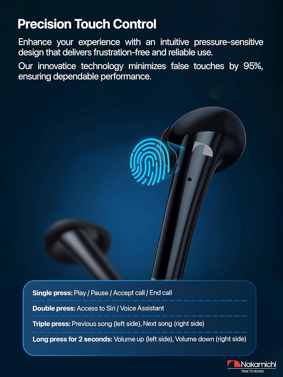 Nakamichi TW2XS True Wireless Stereo TWS Earbuds With Low Latency Bluetooth 5.3 Connection Digital Signal Processing DSP Clear Voice Capture CVC Touch Control Charging Case Black-4