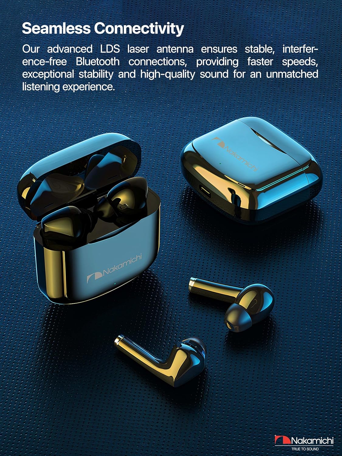 Nakamichi TW2XS True Wireless Stereo TWS Earbuds With Low Latency Bluetooth 5.3 Connection Digital Signal Processing DSP Clear Voice Capture CVC Touch Control Charging Case Black-6