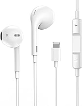 iPhone Headphones with Lightning Connector [Apple MFi Certified] HiFi-Audio Stereo Noise Isolating Wired Earbuds with Mic+Volume Control Compatible for iPhone 14 13 12 11 X SE 8 7 Series