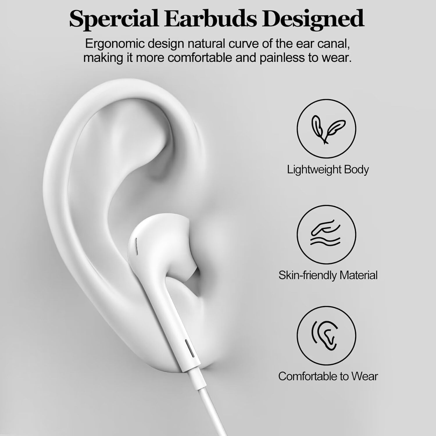 iPhone Headphones with Lightning Connector [Apple MFi Certified] HiFi-Audio Stereo Noise Isolating Wired Earbuds with Mic+Volume Control Compatible for iPhone 14 13 12 11 X SE 8 7 Series-2