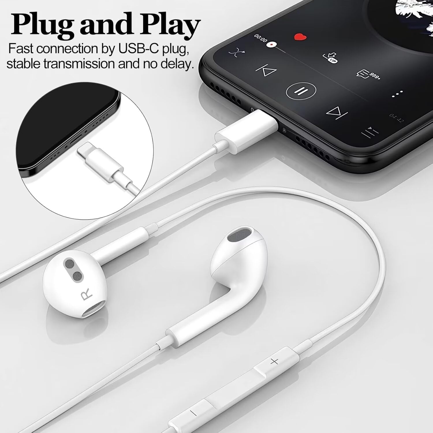 iPhone Headphones with Lightning Connector [Apple MFi Certified] HiFi-Audio Stereo Noise Isolating Wired Earbuds with Mic+Volume Control Compatible for iPhone 14 13 12 11 X SE 8 7 Series-4