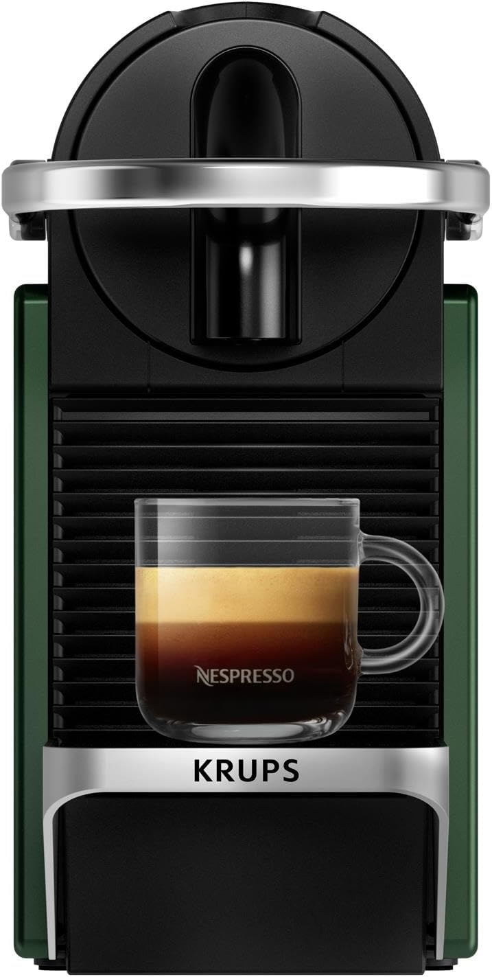 Nespresso Pixie Pod Coffee Machine, Compact Espresso Maker for Original Pods, 19-Bar High Pressure, Fast Heat-Up, Energy Saving, Auto Shut-Off, Recyclable Pods by Krups in Dark Green XN3063G0-3