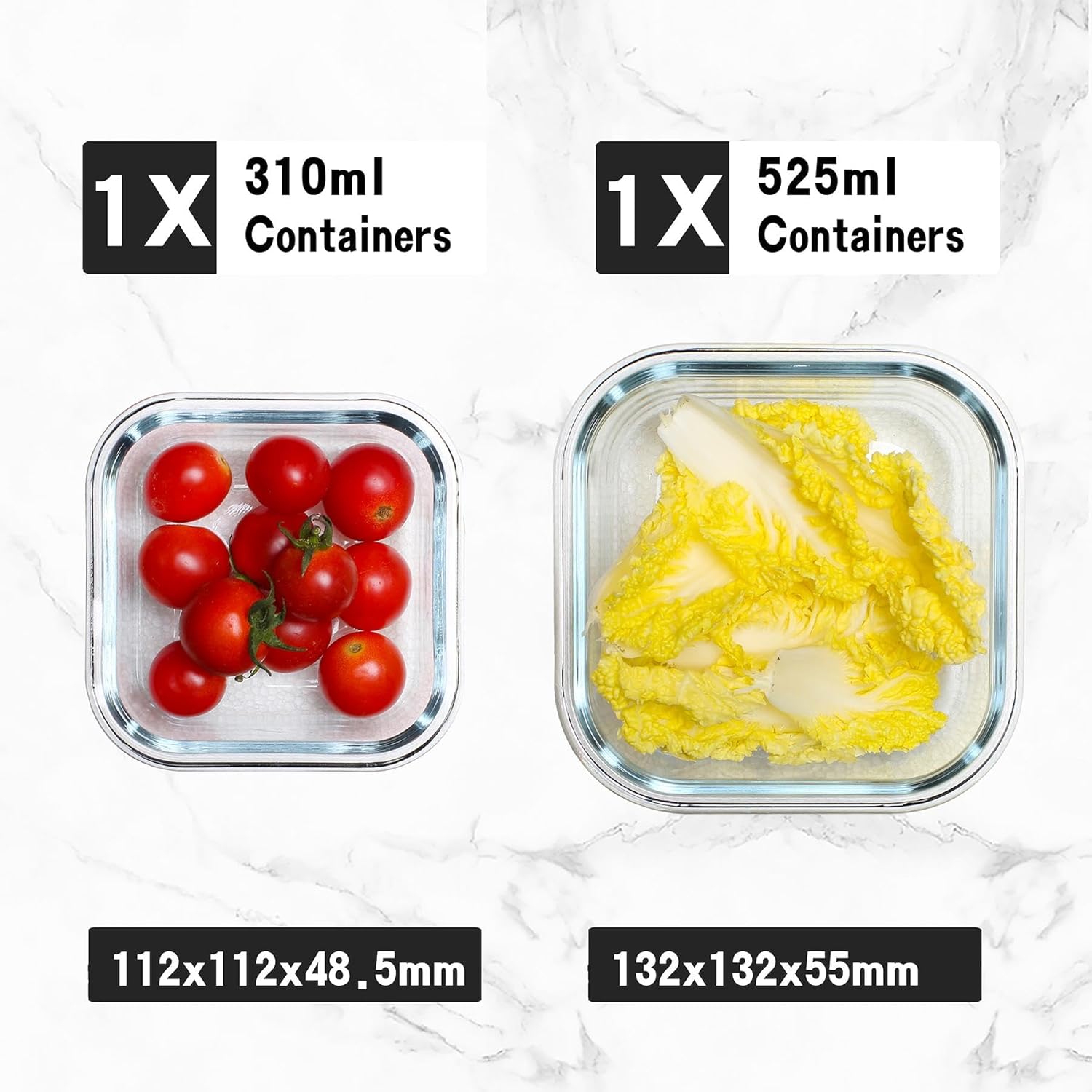 simpa 12PC Assorted Set of Airtight Leakproof Glass Food Containers with Smart Lock Lids for Meal Prep & Food Storage.-2