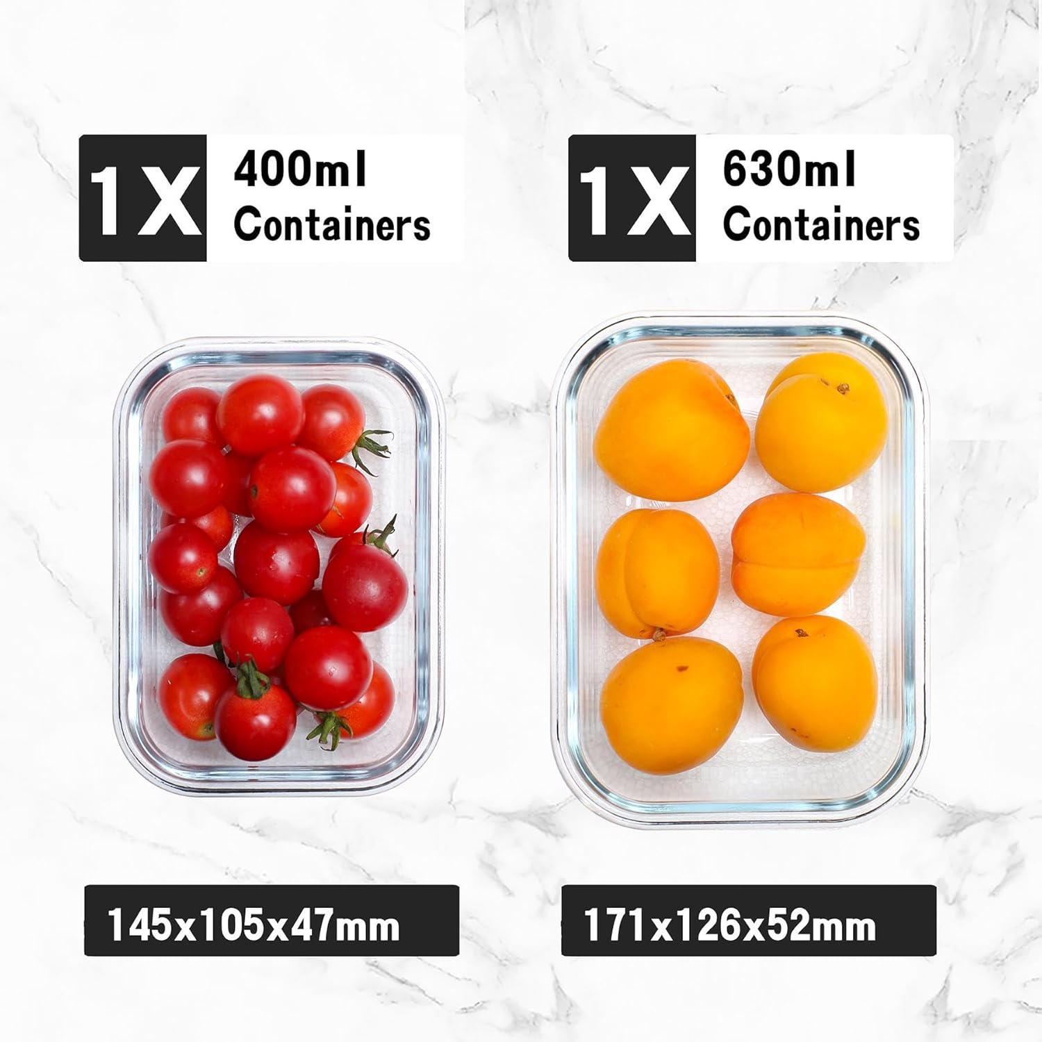 simpa 12PC Assorted Set of Airtight Leakproof Glass Food Containers with Smart Lock Lids for Meal Prep & Food Storage.-5