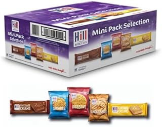 Hill Mini Pack Biscuits, 100s | Crispy Assorted Biscuits | Convenient Single-Serve Packs | Perfect for Snacks, Lunchboxes, and On-the-Go | Variety Pack of Individually Wrapped Three Biscuits