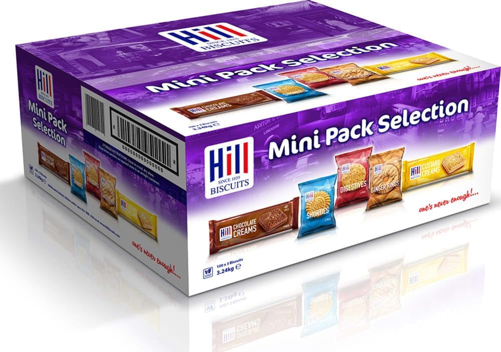 Hill Mini Pack Biscuits, 100s | Crispy Assorted Biscuits | Convenient Single-Serve Packs | Perfect for Snacks, Lunchboxes, and On-the-Go | Variety Pack of Individually Wrapped Three Biscuits-1